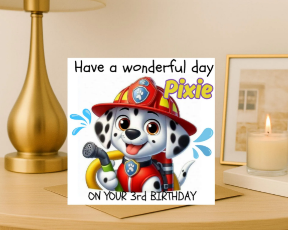 Personalized marshal paw patrol name Birthday Card