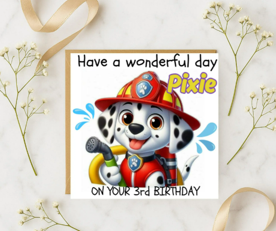 Personalized marshal paw patrol name Birthday Card