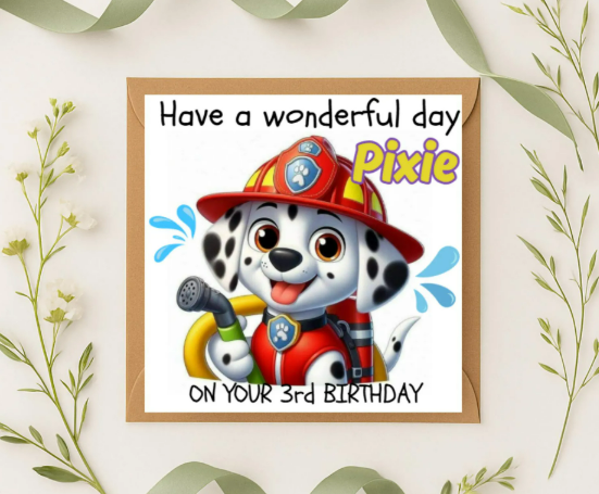 Personalized marshal paw patrol name Birthday Card