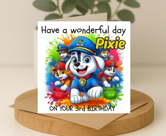 Personalized paw patrol name Birthday Card
