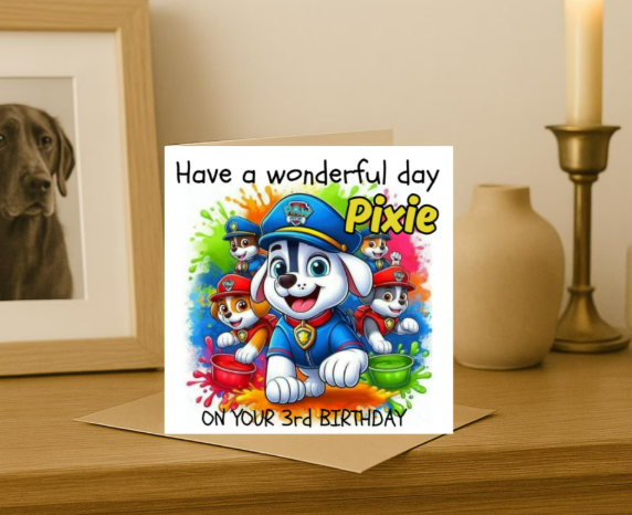 Personalized paw patrol name Birthday Card