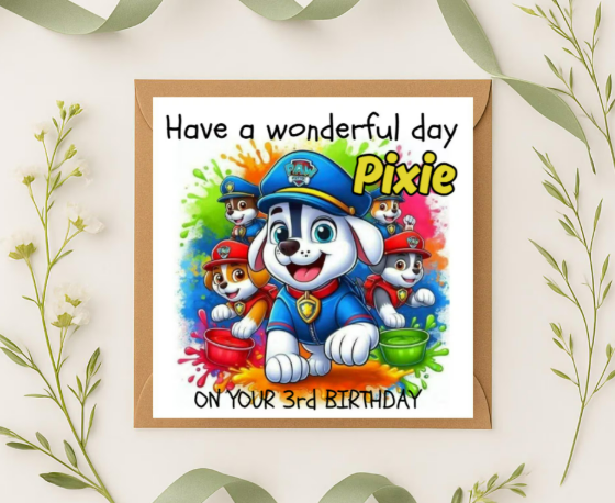 Personalized paw patrol name Birthday Card