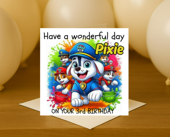 Personalized paw patrol name Birthday Card
