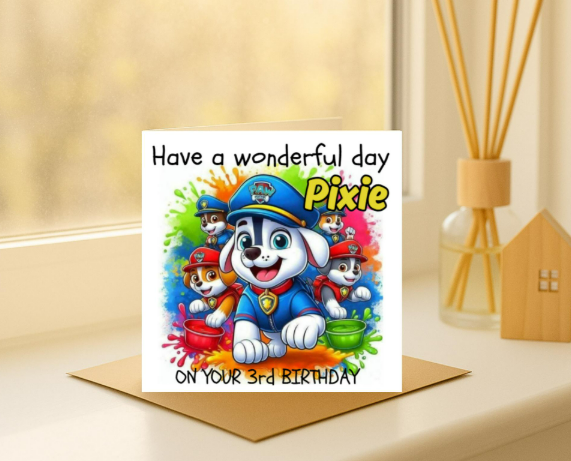 Personalized paw patrol name Birthday Card