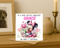 Personalized minnie mouse name Birthday Card