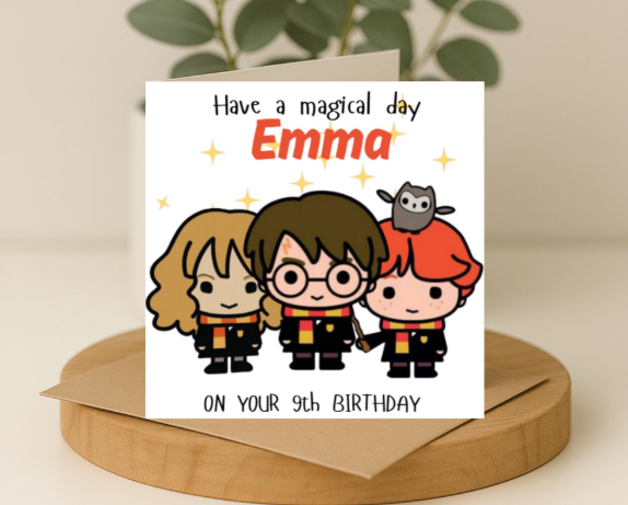 Personalized Harry Potter name Birthday Card