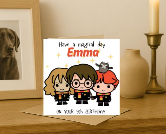 Personalized Harry Potter name Birthday Card