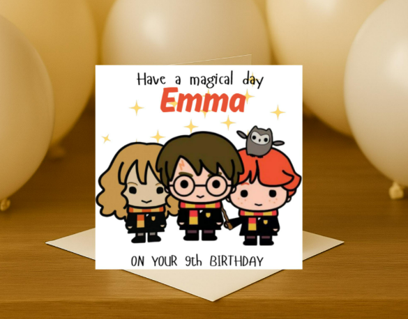 Personalized Harry Potter name Birthday Card
