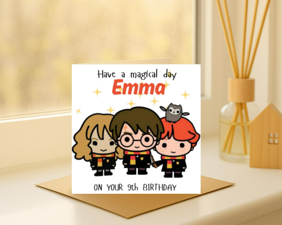 Personalized Harry Potter name Birthday Card