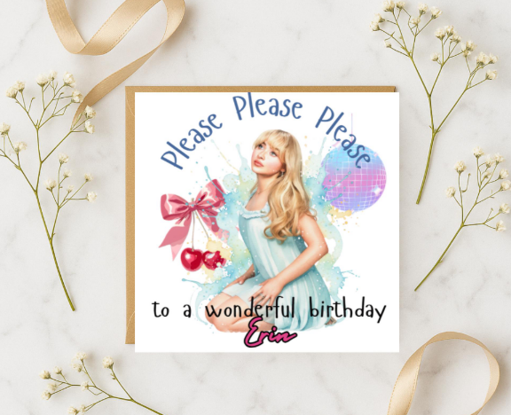 Personalized Sabrina Carpenter name Birthday Card