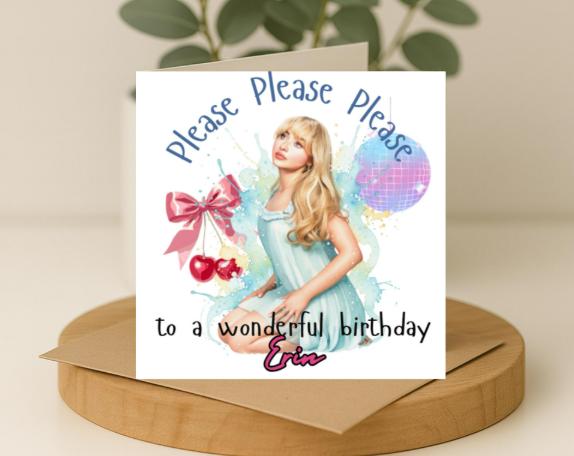 Personalized Sabrina Carpenter name Birthday Card