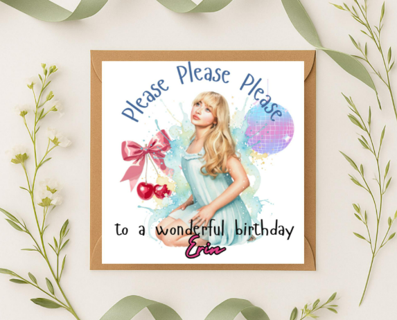 Personalized Sabrina Carpenter name Birthday Card
