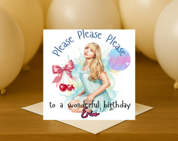 Personalized Sabrina Carpenter name Birthday Card