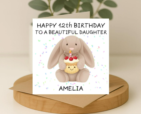 Personalized jelly bunny name Birthday Card