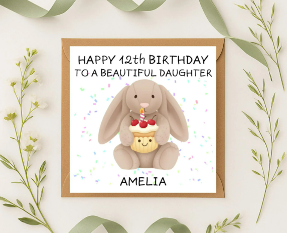 Personalized jelly bunny name Birthday Card