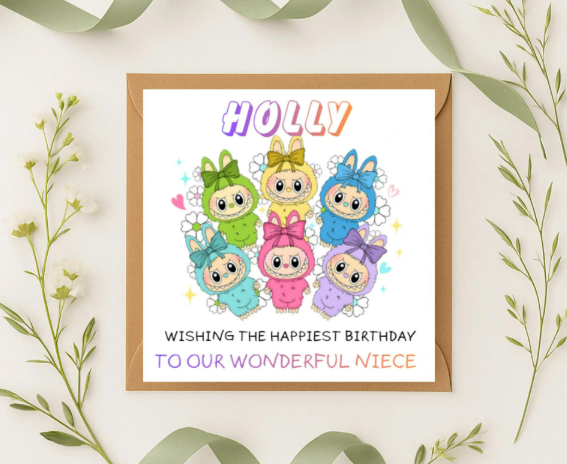 Personalized Labubu Birthday Card