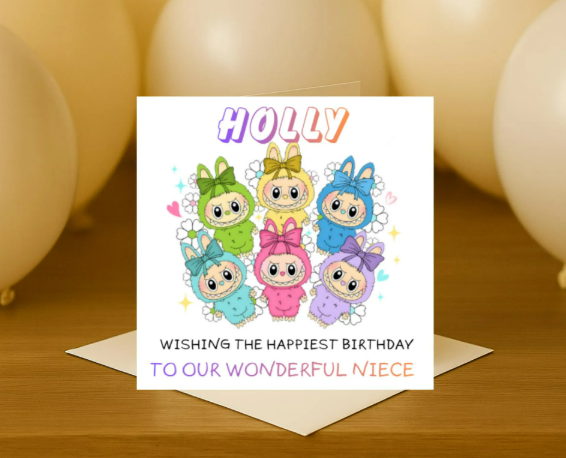 Personalized Labubu Birthday Card