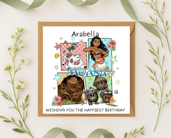 Personalized moana Birthday Card