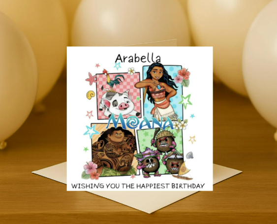 Personalized moana Birthday Card