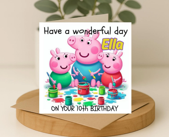 Personalized peppa paint pot Birthday Card