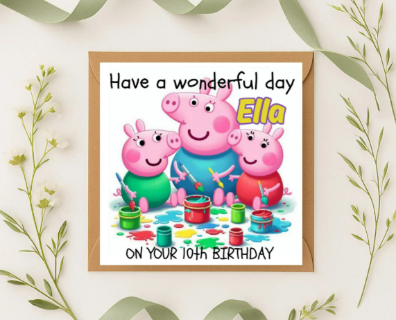 Personalized peppa paint pot Birthday Card
