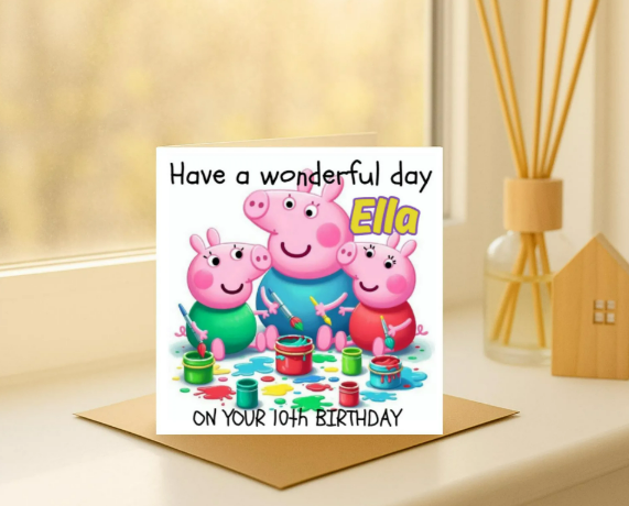 Personalized peppa paint pot Birthday Card
