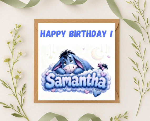 Personalized Eeyore Birthday Card