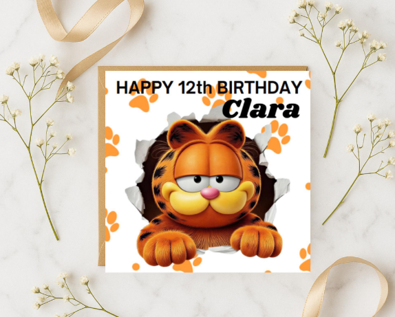 Personalized Garfield hole Birthday Card