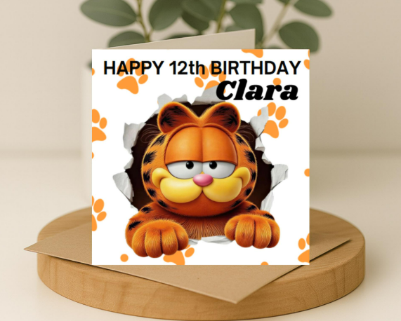 Personalized Garfield hole Birthday Card