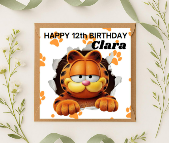 Personalized Garfield hole Birthday Card