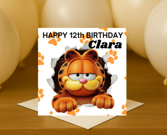 Personalized Garfield hole Birthday Card