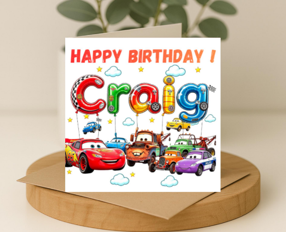 Personalized cars Birthday Card