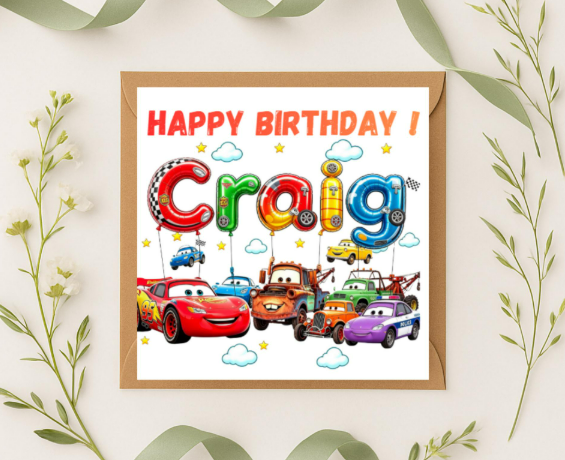 Personalized cars Birthday Card