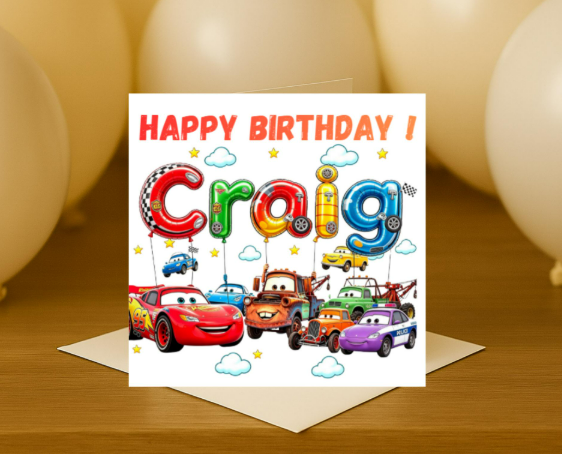 Personalized cars Birthday Card