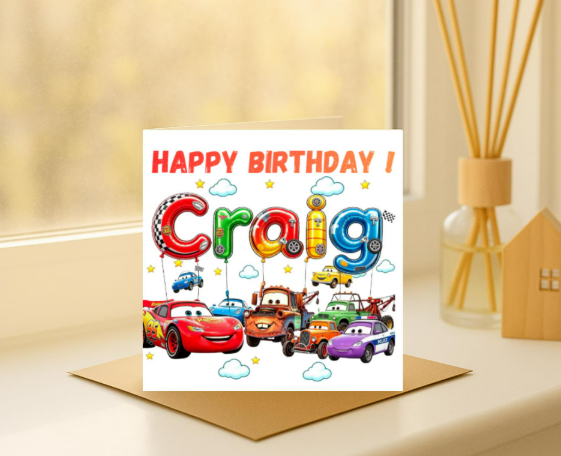 Personalized cars Birthday Card