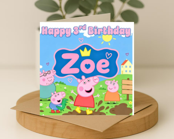 Personalized peppa name Birthday Card