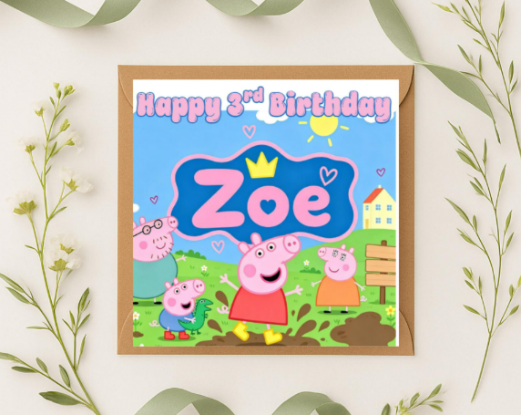 Personalized peppa name Birthday Card