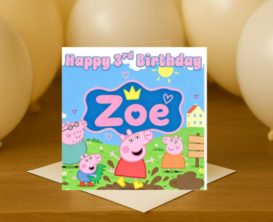 Personalized peppa name Birthday Card