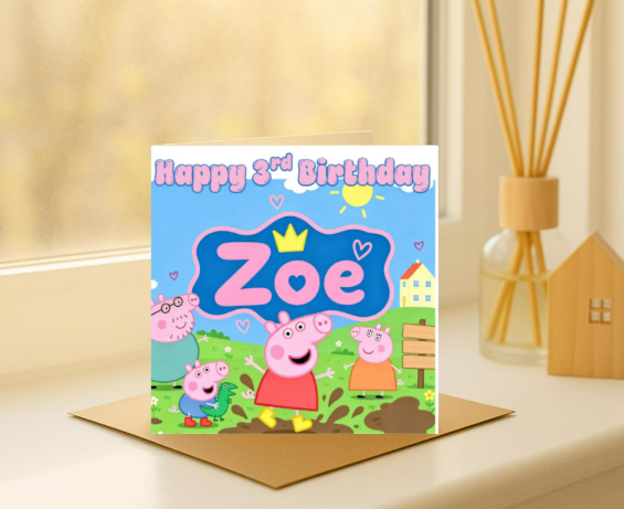 Personalized peppa name Birthday Card