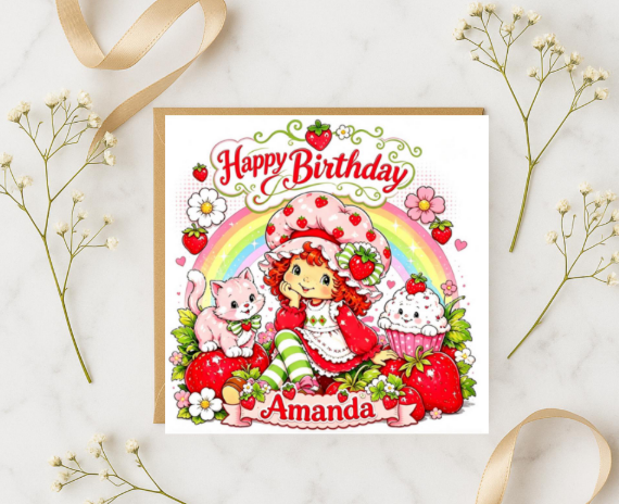 Personalized strawberry shortcake  Birthday Card