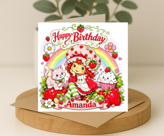Personalized strawberry shortcake  Birthday Card