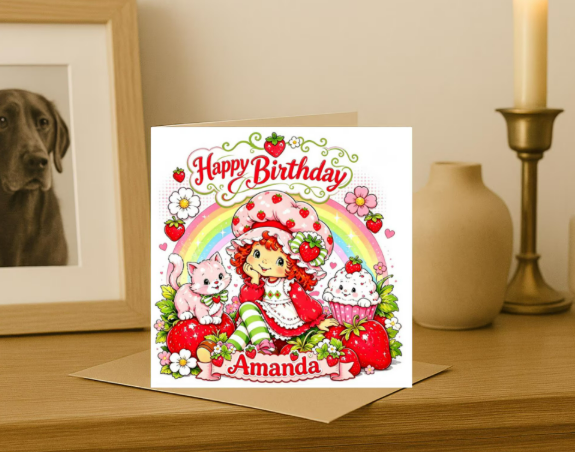 Personalized strawberry shortcake  Birthday Card