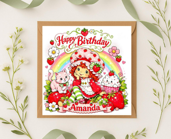 Personalized strawberry shortcake  Birthday Card