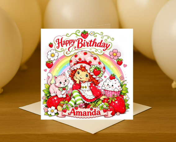 Personalized strawberry shortcake  Birthday Card