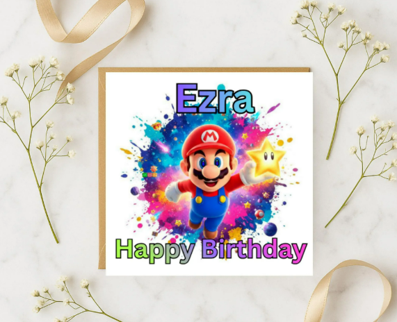 Personalized Mario Birthday Card