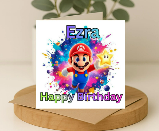 Personalized Mario Birthday Card