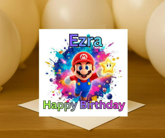 Personalized Mario Birthday Card