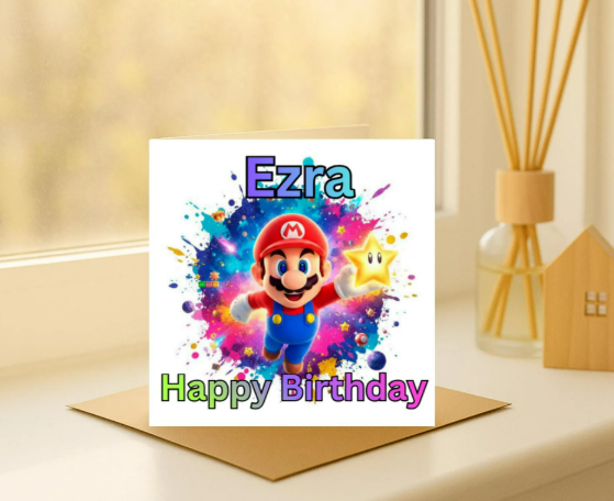 Personalized Mario Birthday Card