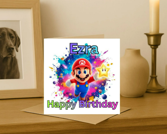 Personalized Mario Birthday Card