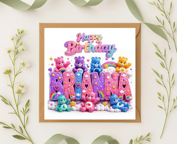 Personalized care bear name Birthday Card